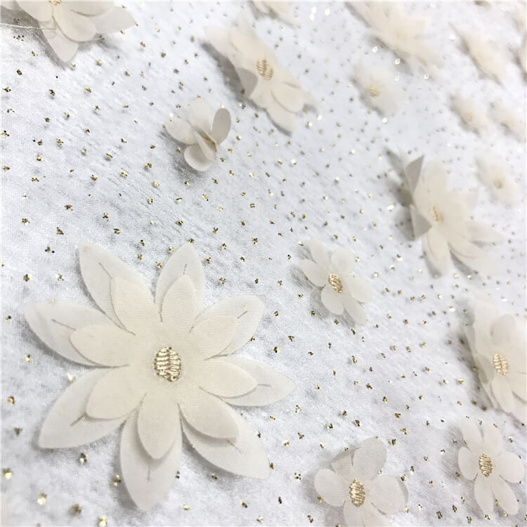 Embroidered Fabric 3D Dress Polyester Foil for Women's Wear Wholesale 4